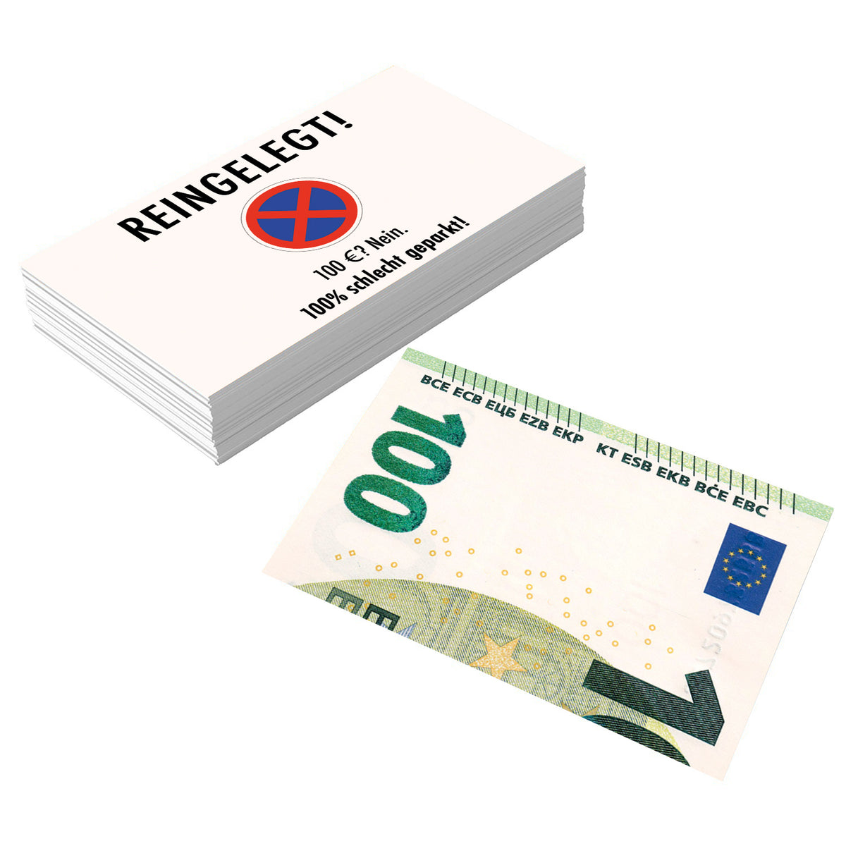 Euro-Parkkarten – Spaßkarten mit 50-, 100- und 200-Euro-Motiv