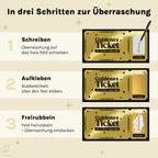 Goldenes Ticket – Rubbel-Gutscheinkarte mit Umschlag