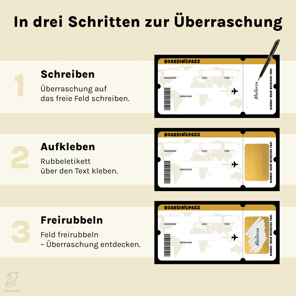 Reisegutschein – Rubbelkarte mit Umschlag