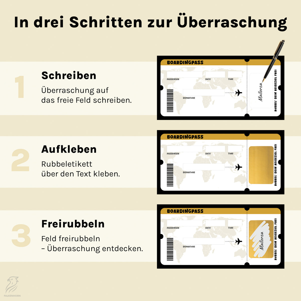 Reisegutschein – Rubbelkarte mit Umschlag