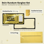 Goldenes Ticket – Rubbel-Gutscheinkarte mit Umschlag