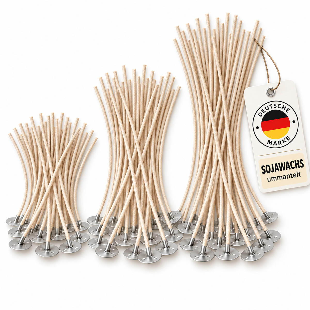 Natur-Kerzendochte – ungebleichte Baumwolle mit Sojawachs