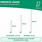 Kerzendochte vorgewachst – Baumwolle mit Metallfuß
