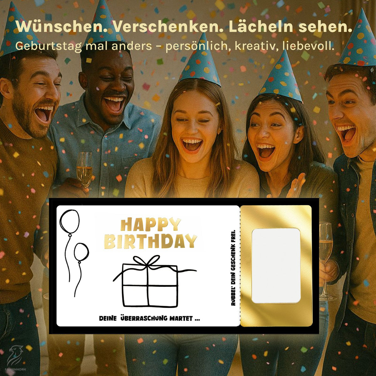 Geburtstagsgutschein "Happy Birthday" – Rubbelkarte mit Umschlag