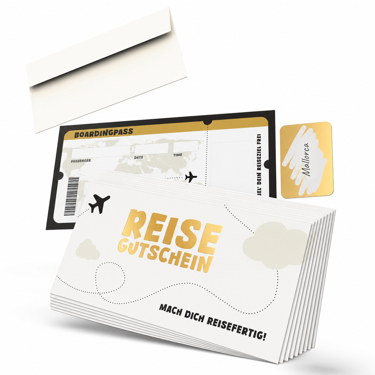 Reisegutschein – Rubbelkarte mit Umschlag