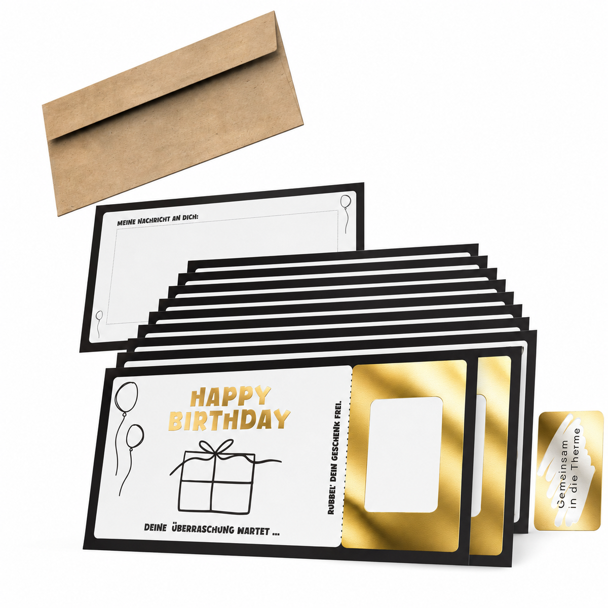 Geburtstagsgutschein "Happy Birthday" – Rubbelkarte mit Umschlag