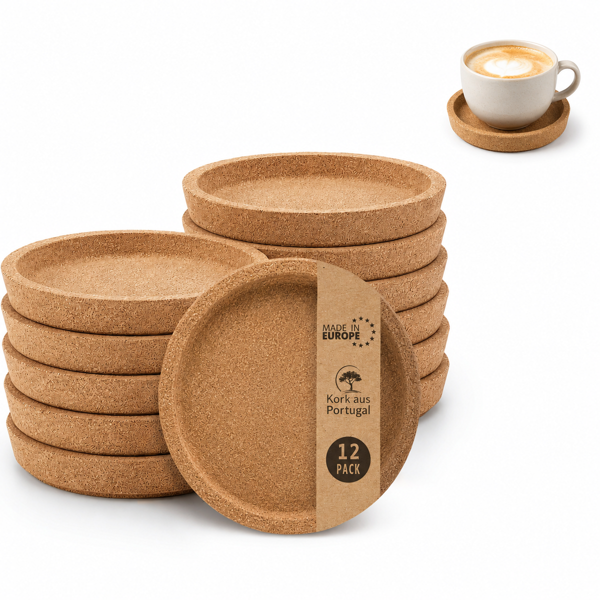 Korkuntersetzer mit Rand – rund, 10 cm