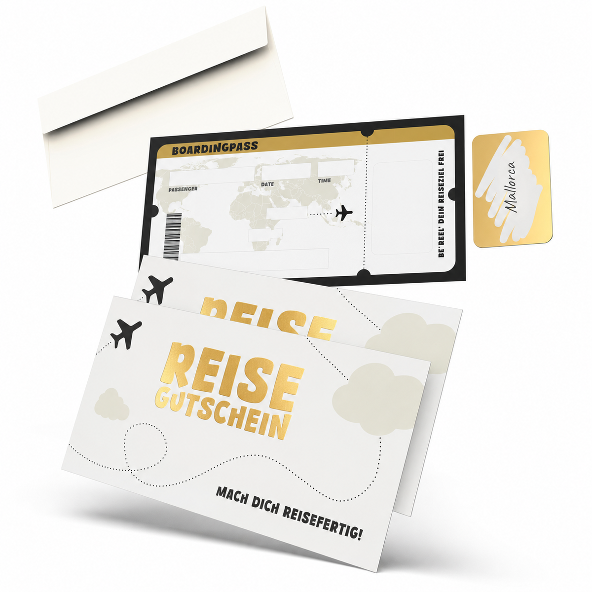 Reisegutschein – Rubbelkarte mit Umschlag