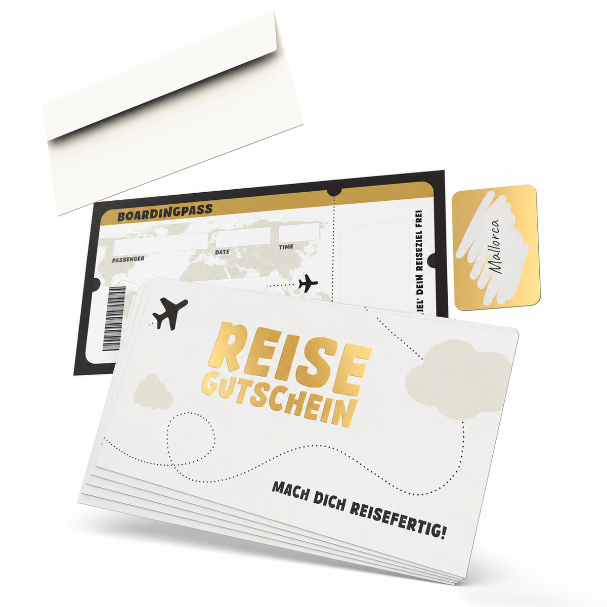 Reisegutschein – Rubbelkarte mit Umschlag