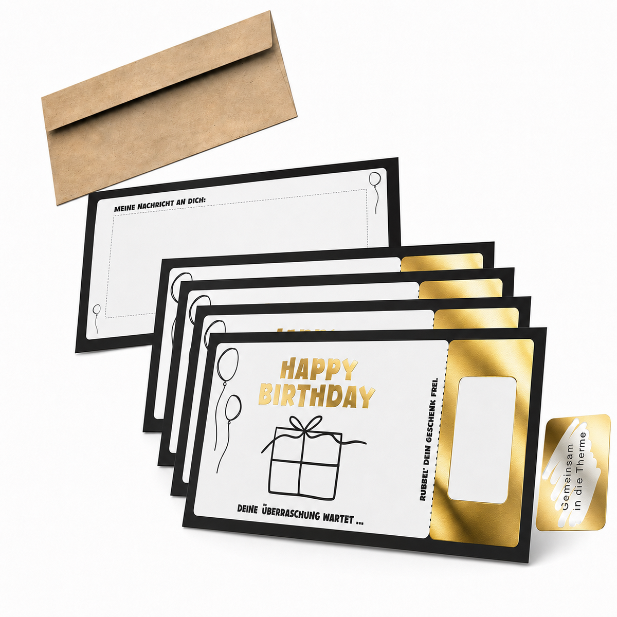Geburtstagsgutschein "Happy Birthday" – Rubbelkarte mit Umschlag