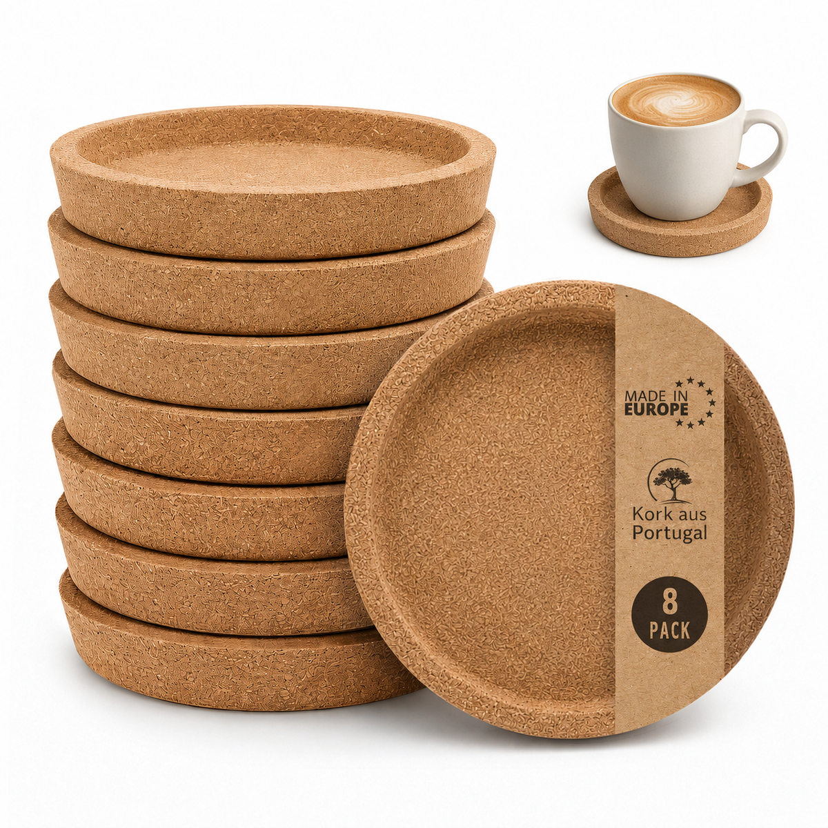 Korkuntersetzer mit Rand – rund, 10 cm