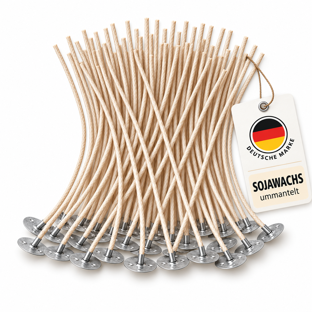 Natur-Kerzendochte – ungebleichte Baumwolle mit Sojawachs