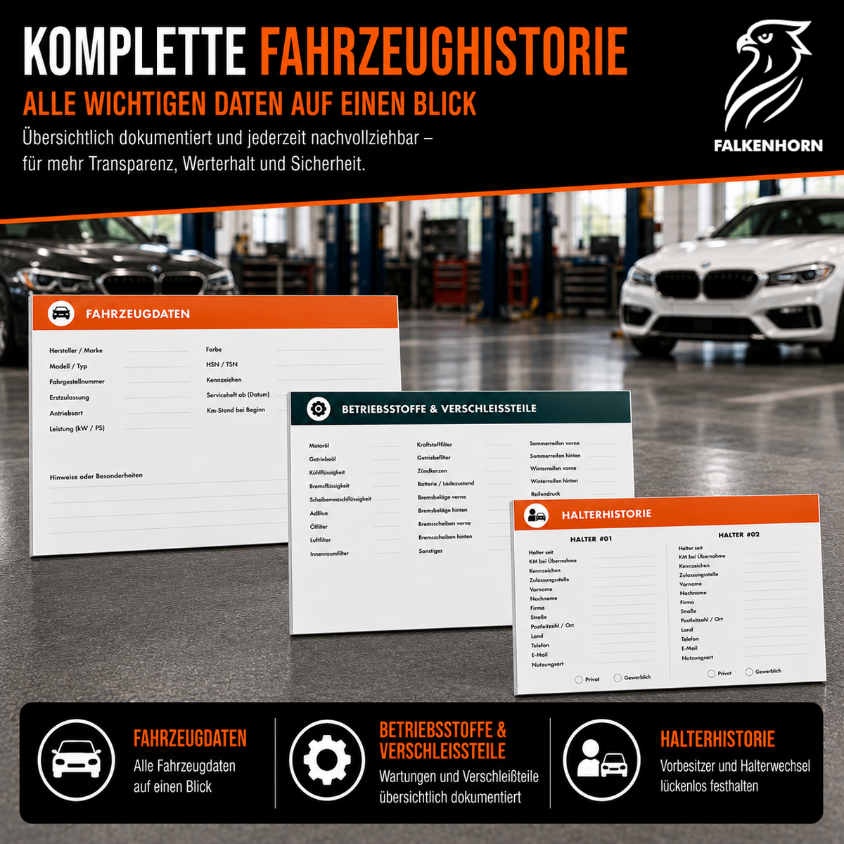Serviceheft Auto – universal für 30 Inspektionen