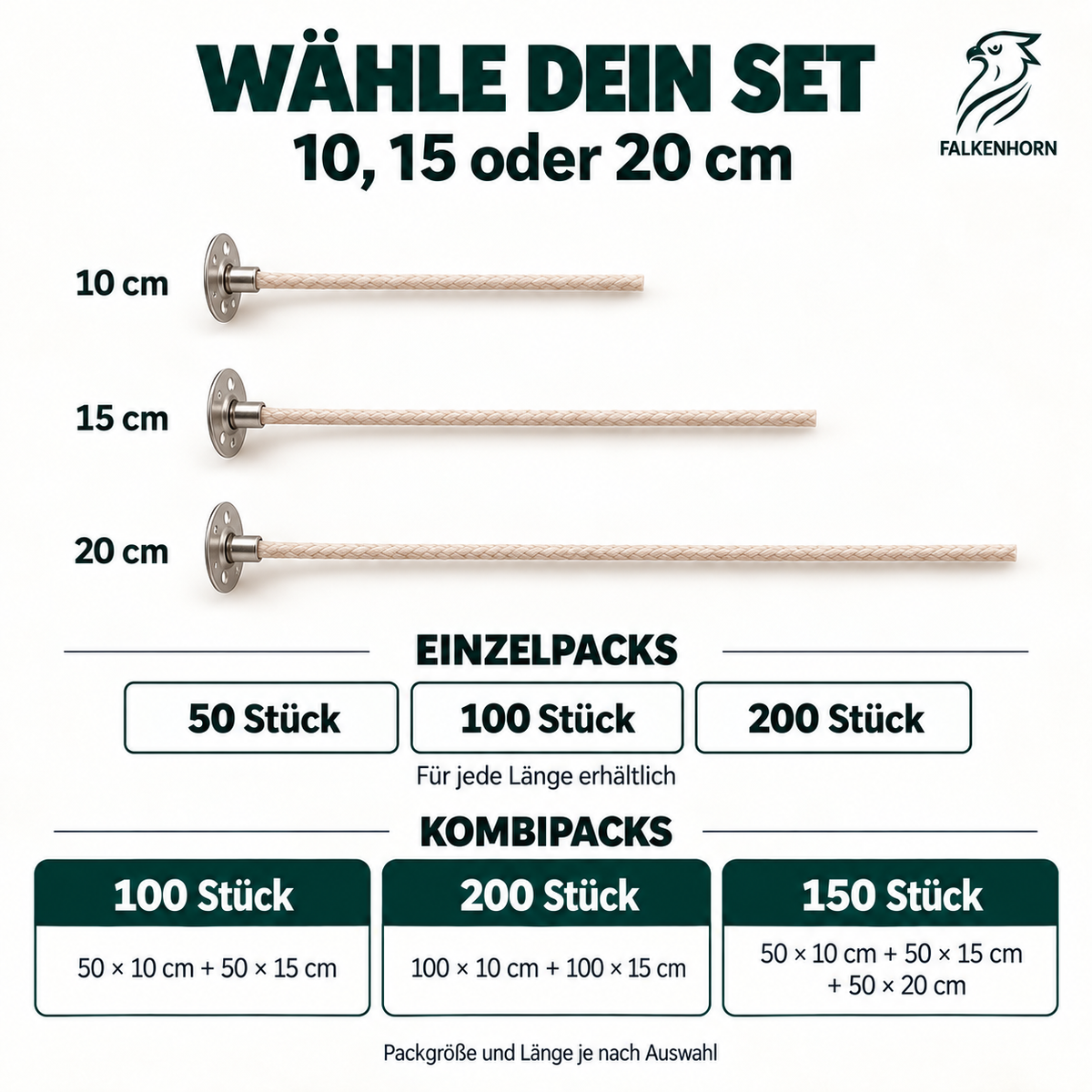 Natur-Kerzendochte – ungebleichte Baumwolle mit Sojawachs