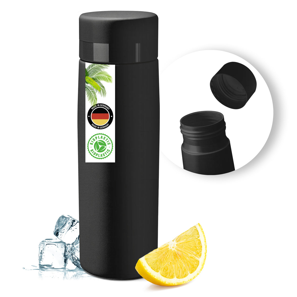 Bio-Trinkflasche 750 ml – Grau, Schwarz oder 2er-Set