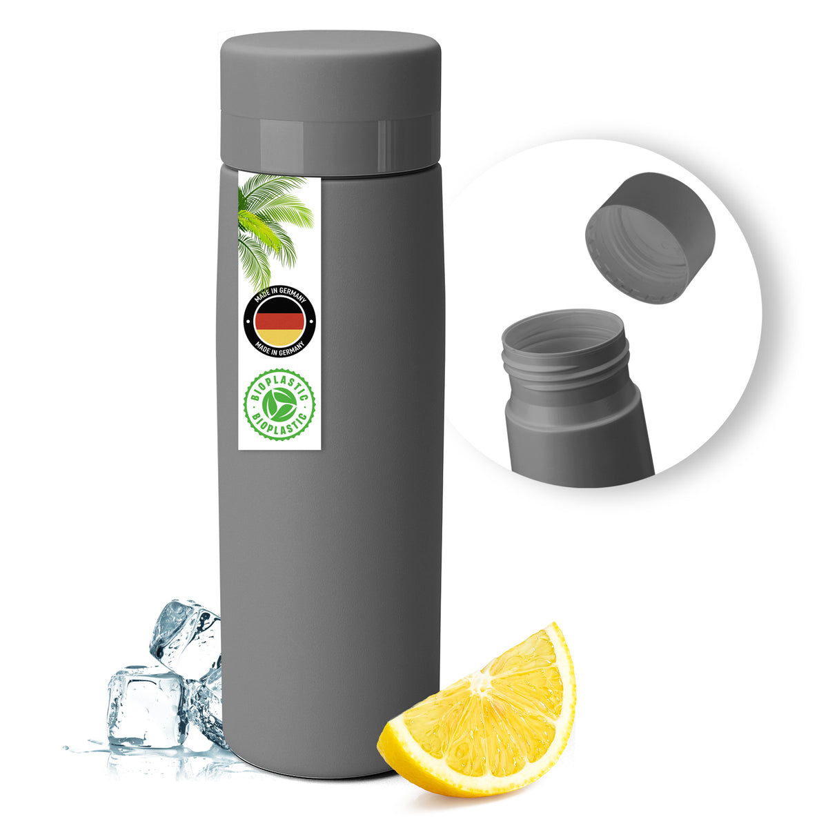 Bio-Trinkflasche 750 ml – Grau, Schwarz oder 2er-Set