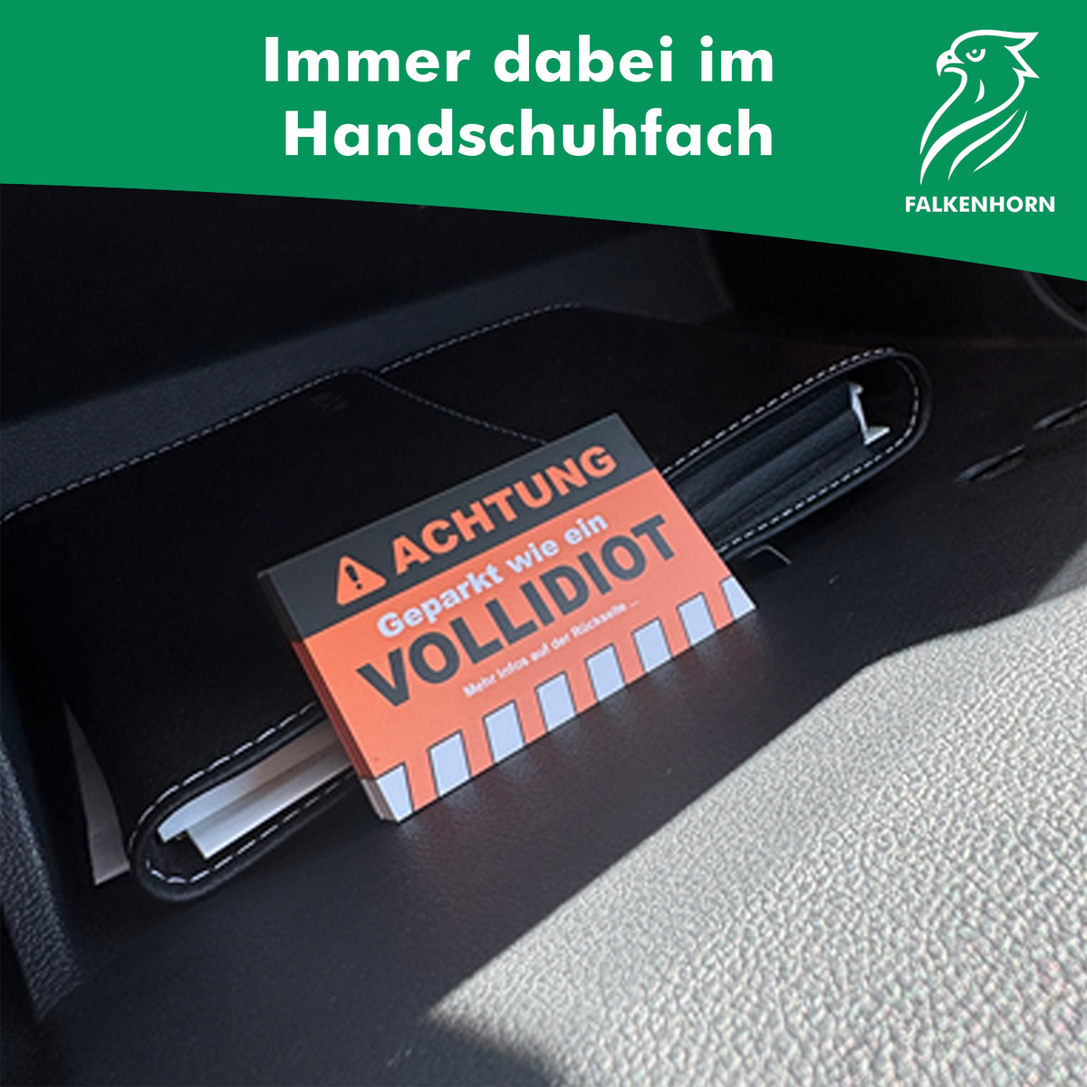 Lustige Strafzettel „Ich parke wie ein Vollidiot“