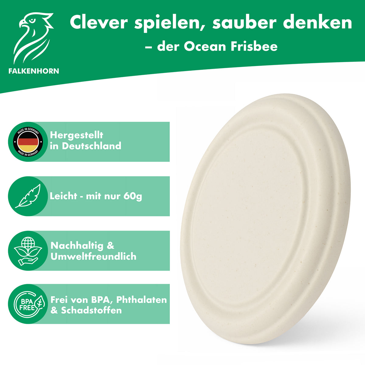 Wurfscheibe Ocean – 22 cm, Creme