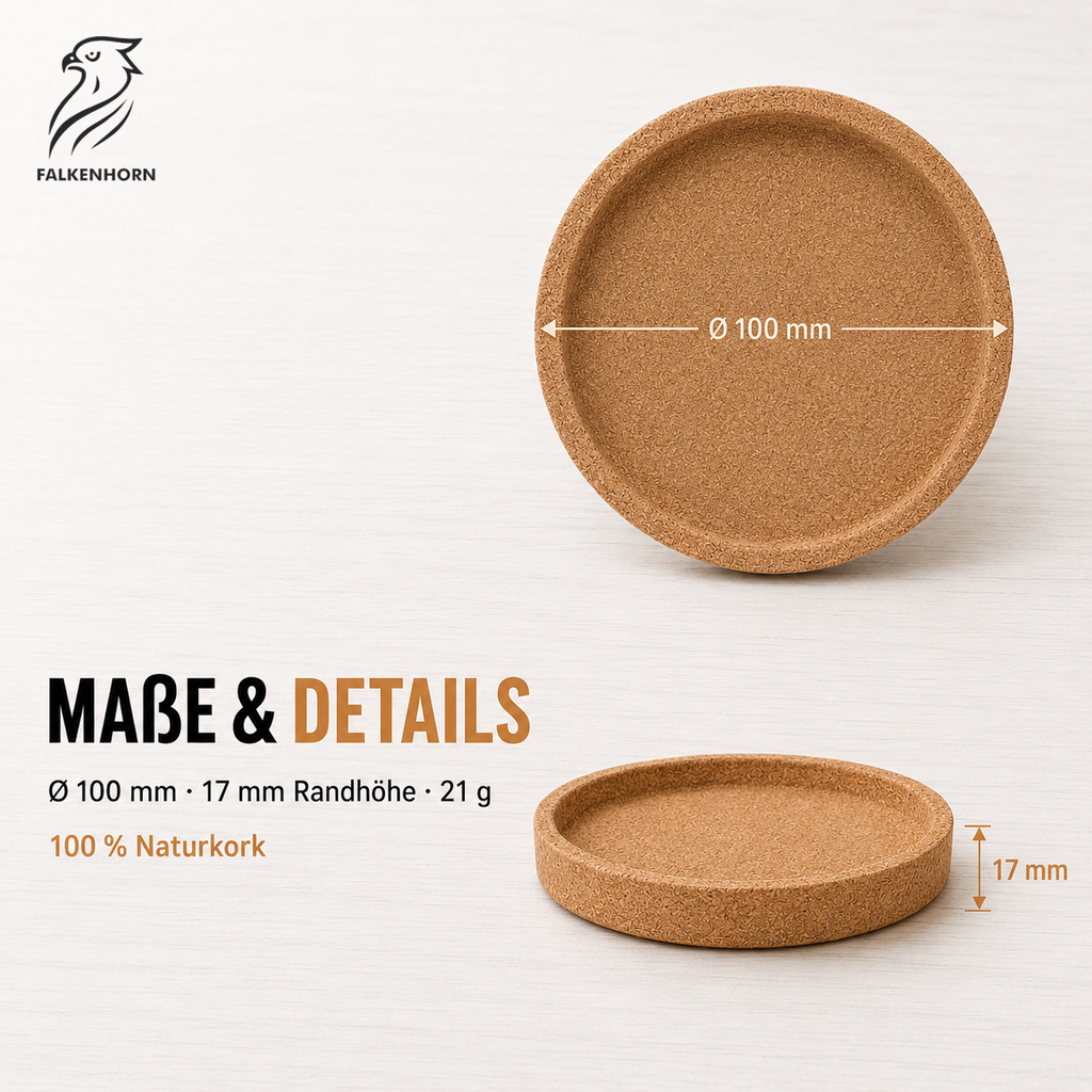 Korkuntersetzer mit Rand – rund, 10 cm