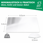 Edelstahl-Taschenspiegel 8,5 × 5,5 cm mit Schutzhülle