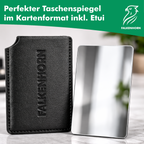 Edelstahl-Taschenspiegel 8,5 × 5,5 cm mit Schutzhülle