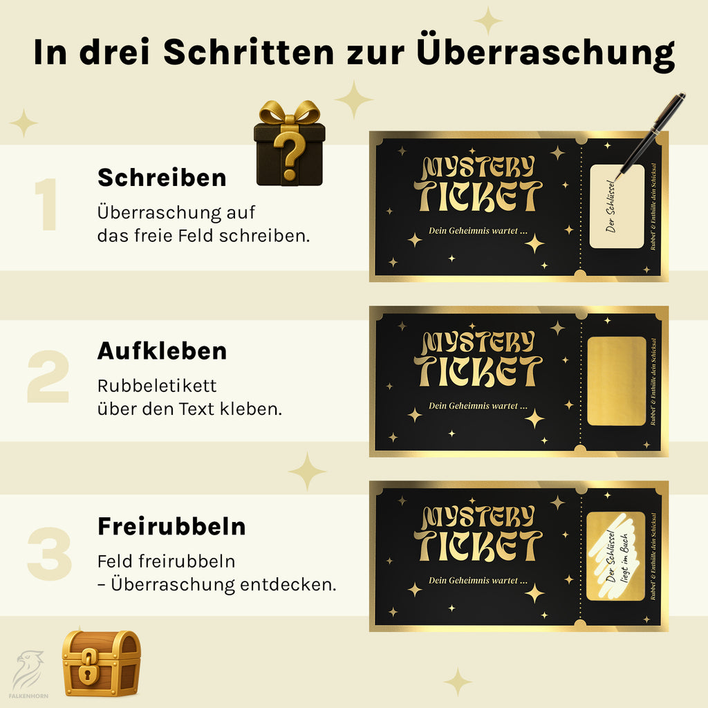 Mystery Ticket – Rubbel-Gutscheinkarte mit Umschlag